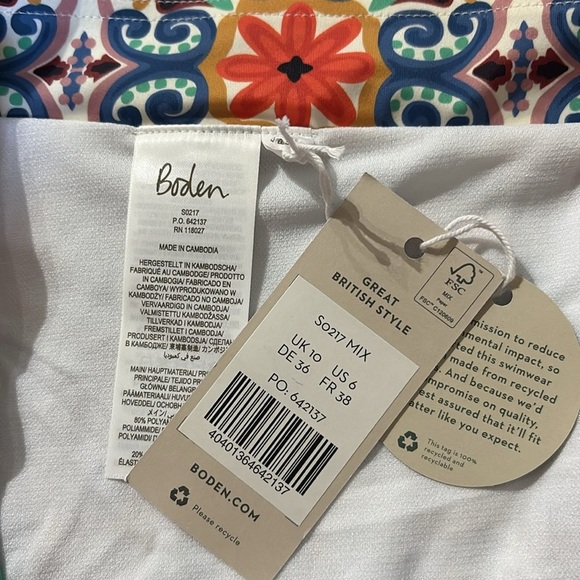 Boden Black and Vibrant Patterned Bikini Set - NWT Size 6 - Picture 4 of 7